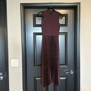 Theory Pleated Midi Dress - Petite - Maroon